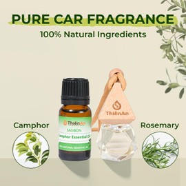 ThienAn - Car Air Fresheners Set Natural Hanging Fragrance (8ml) Herbal Essential Oils (10ml), Rosemary and Camphor Scents Refillable Car Air Fresheners