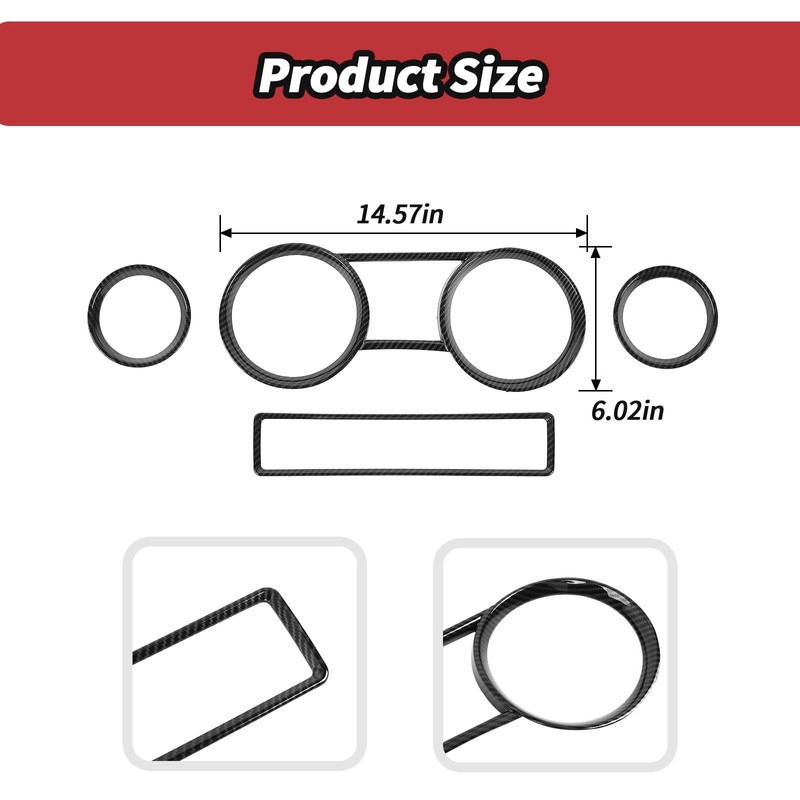 JeCar 4pcs for Mustang Carbon Fiber Interior Dash Vent Cover
