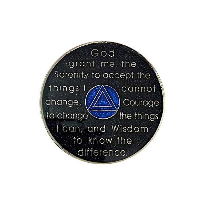 (Years 1-50) 34 Year AA Recovery Silver Color Plated Glitter