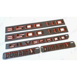 GM Auto Black Red Doors 3500HD Rear Silverado Hood Duramax Emblems 2019-2023 3500 HD