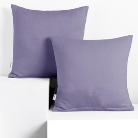 DecoKing 2 x Pillowcases 80 x 80 cm Jersey Cotton Zip Lavender Amber