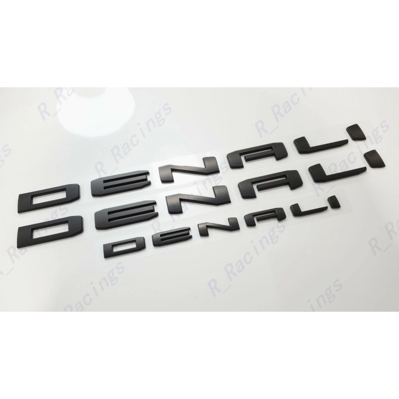 GMC 3pc Matte Black Door Rear DENALI Emblems Letters 2021-2023