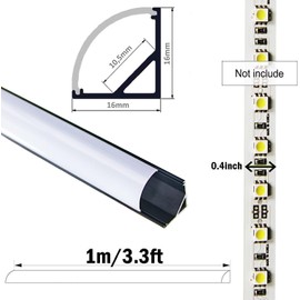 StarlandLed 20 Pack 3.3Ft/1M LED Black Aluminum Channel V Shape with Milky PC Cover for Strip Lights Installation Professional Look