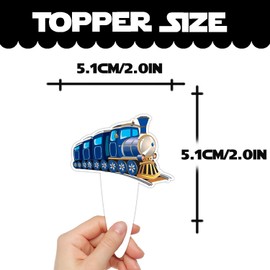 Dessert Cupcake Topper Cheer to Transportation Train Railroad Crossing Theme Decor Supplies Baby Shower Children Boy Girl Happy Birthday Party Decorations set 24pcs