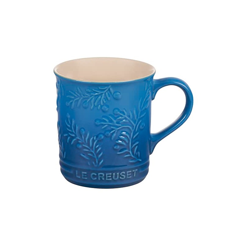 Le Creuset Olive Branch Collection Stoneware Embossed Mug, 14 oz.,