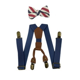 SUNTRADE Boys Girls 4 Clips Adjustable Elastic Bow Tie with Strong Metal Clips, blue