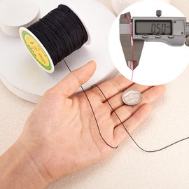 Hilo de nailon trenzado de 150 yardas de 0,5 mm, para manualidades, nudo chino, cuerda de macramé para collares, pulseras, joyería, manualidades, color negro