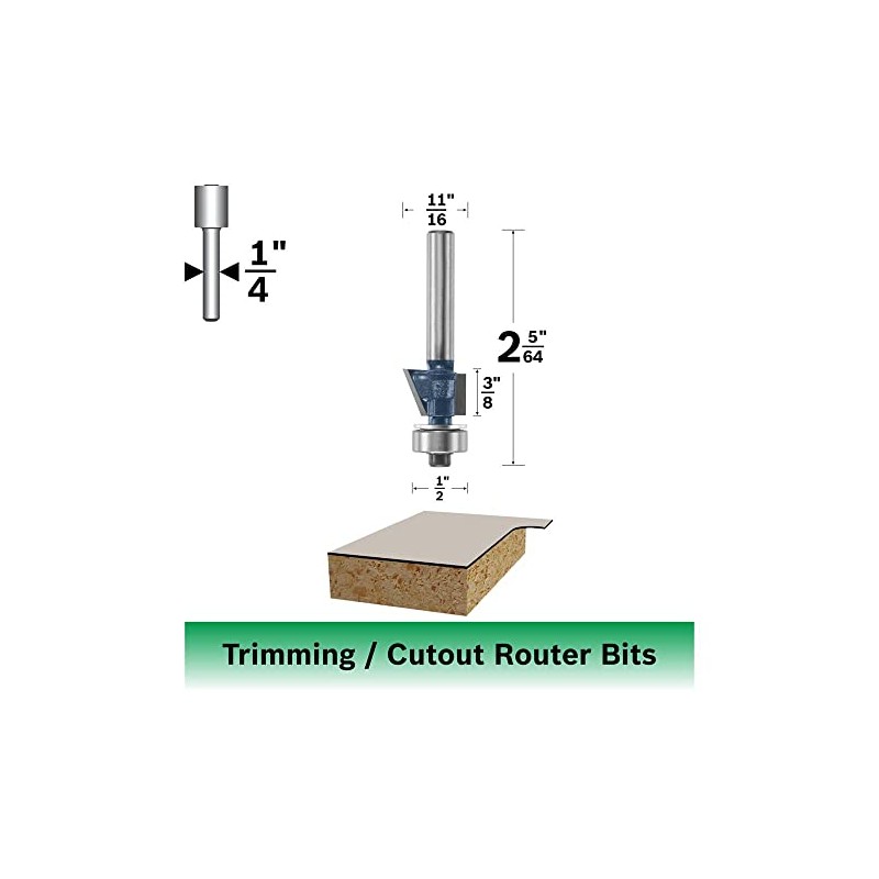 Bosch 85437M Router Bit Carbide Tip Double Flute Flush Trim