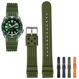 Rubber Band For Seiko Prospex SKX Divers Watches, 22mm 20mm Replacement Watch Band With Buckle For Seiko Prospex Diver’s Watch Rubber Watch Strap - Multiple Colors (22mm, Green)