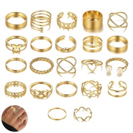 22 PCS Gold Rings for Women Set, Rings Women Set, Chunky Gold Rings, Gold Rings Set, Vintage Gold Rings Set, Knuckle Rings Women Gold, For Valentine's Day, Birthday Parties