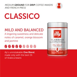 illy Coffee, Classico Filter Coffee, Medium Roast, 100% Arabica Ground Coffee, 250g