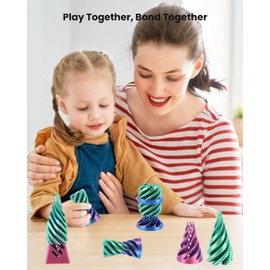 Spiral Cone Fidget Toy 3D Printed Impossible Pyramid Passthrough Sculpture (3PCS): Mini Creative Design for Anxiety Relief - Suitable for Desktop Display, Pocket Carry - Great Gift for Kids and Adults