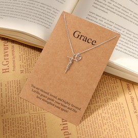 Lcherry Grace Necklace - Mustard Seed Faith Cross Pendant Necklace for Women, Religious Christian Birthday Gifts for Women