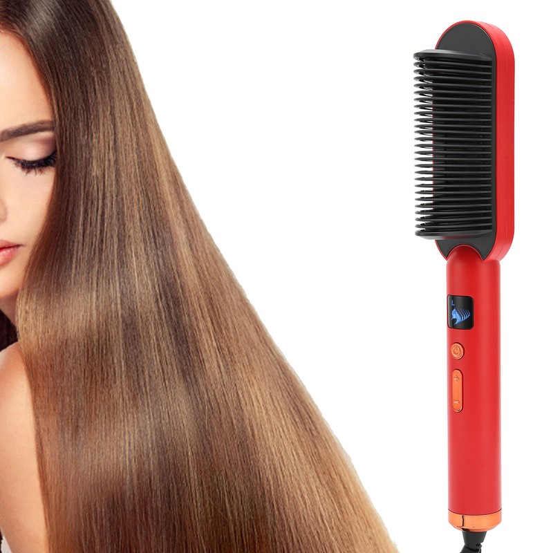 Hair Straightening Brush Negative Ion Combs AntiScald Heated Styling Brush
