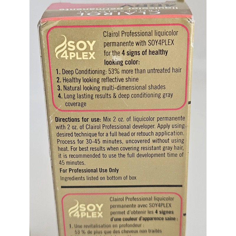 Clairol SOY4PLEX Liquicolor Permanente 4RRV Light Intense Red Violet (LOT