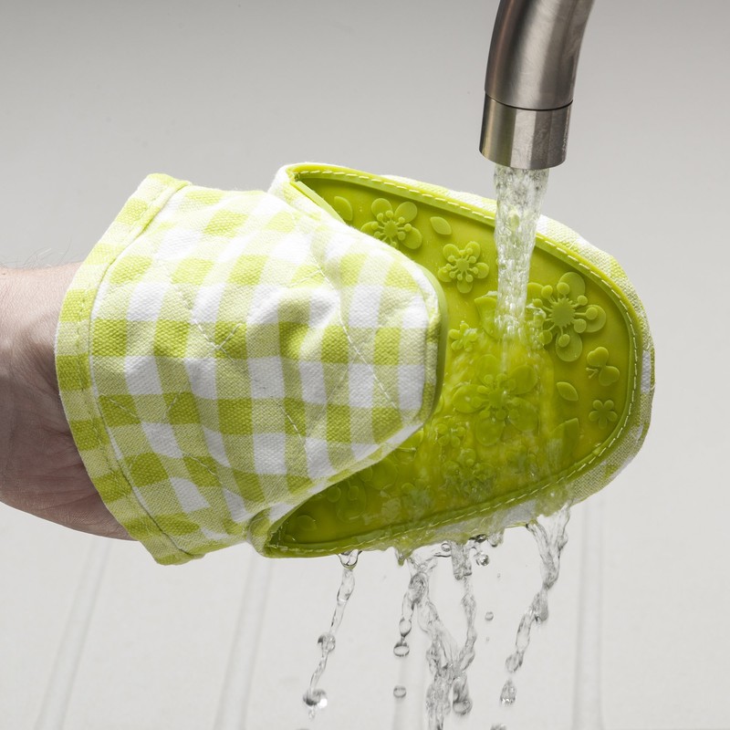 Zeal Gingham Mini Mitt Pot Holder, Cotton, Lime Green, 17.5