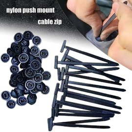 Nylon Universal Cable Tie Buckle,Upgraded Heavy Duty Self-Locking Zip Ties Holder with Pin & Button Design,Multipurpose Plastic Cable Ties Tool,Repairig Universal Cable Tie Buckle for All Car (100PCS)