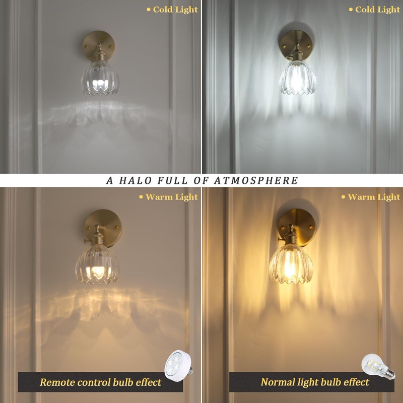 Shenmoyl Vintage Wall Sconces Set of 2 with Transparent Tulip
