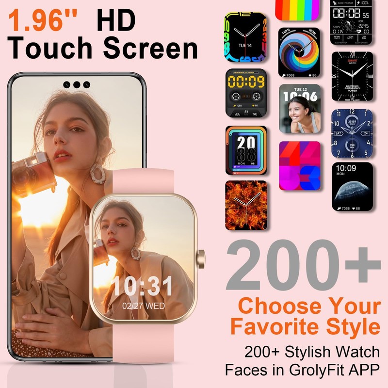 Fempoin Smartwatch Women's Men's Fitness Watch with Phone Function