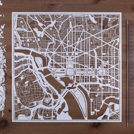 O3 DESIGN STUDIO Washington D.C. Paper Cut Card, White, 30 x 30 cm, Paper Art