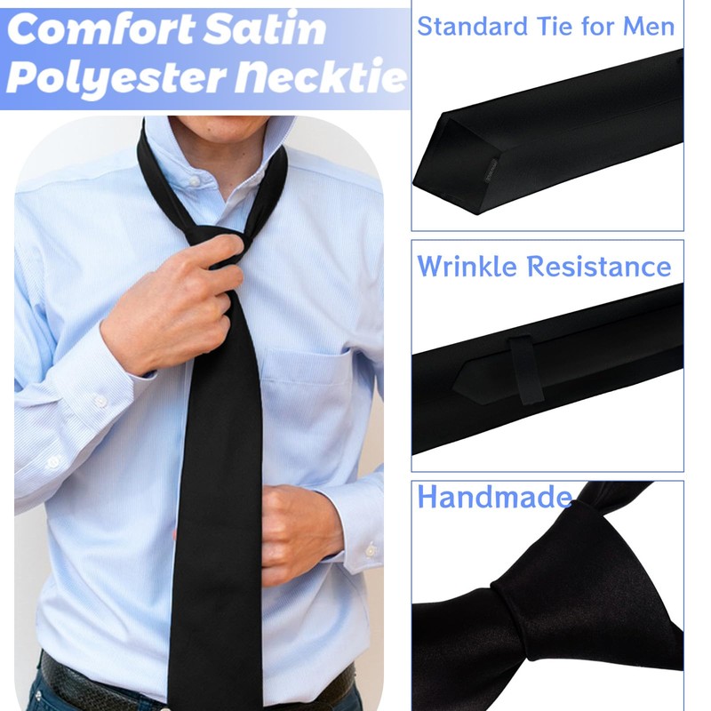 Paradi star Men's Tie,3.15 inch Solid Color Formal Necktie for