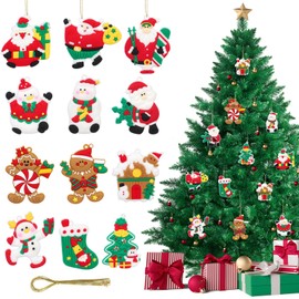 Minicoco 12pcs Christmas Ornaments, Gingerbread Man Ornaments for Christmas Tree, Cute Snowman Xmas Tree Decorations Santa Claus Figurines Ornaments for Xmas Tree Hanging Party Decorations