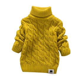 MODNTOGA Toddler Baby Boys Girls Knit Sweaters Cable Turtleneck High Collar Fall Winter Soft Warm Sweater Pullover Tops(Yellow,2-3T)