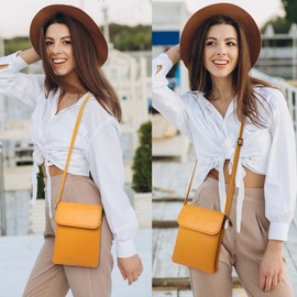 KUKOO Small Crossbody Bags for Women Cell Phone Purse Wallet Bag PU Leather with Shoulder Strap