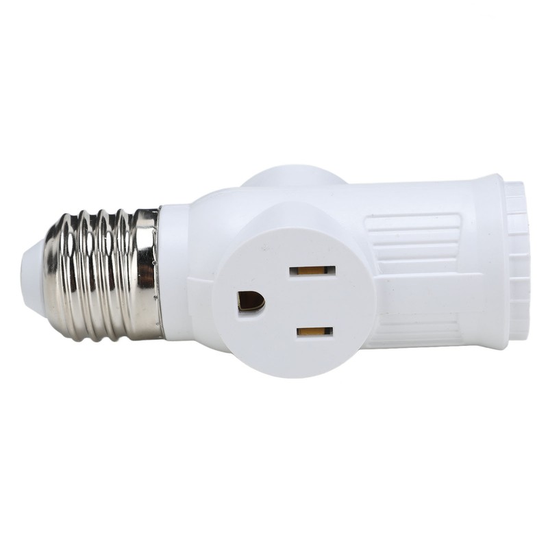 2Pcs 3 Prong Light Socket Adapter Plug White E26 Light