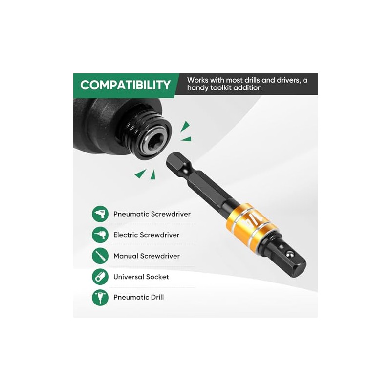 3PCS Impact Socket Adapter Set - 1/4", 3/8", 1/2" Drill