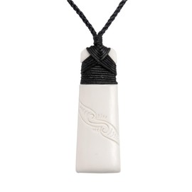 81stgeneration Women's Men's Hand Carved Bone Large Engraved Moari Tool Toki Pendant Necklace