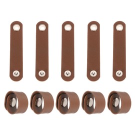 MECCANIXITY 10 Pcs Plain Leather Bracelets Leather Snap Bracelets Adjustable Blank Wrist Cuffs DIY Craft Wristbands Single Snap for Men Women Jewelry Making (Brown, 3.9"x0.8")