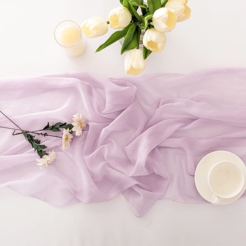 Chuqing Chiffon Table Runner, Purple, 70 cm x 3 m,