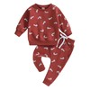 FIOMVA Christmas Outfit Toddler Baby Boy Girl Clothes 0 3 6 9 12 18 24Months 2t 3t Candy Cane Sweatshirt Top+Long Pants Set (Christmas Candy Cane Wine Red, 2-3 Years)