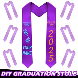 Geyoga 12 Pieces Unisex Graduation Stole Bulk Sublimation Blank Grad Sash Plain Graduate Honor Stole, 70 Inches(Purple)