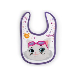 LULABI 44 GATTI GIRL - Set of 3 Baby Bibs, 100% Soft Cotton with "44 Cats" Print, Bib Pack, Velcro, Hypoallergenic, Reusable, Unisex, 19 x 17 cm - Colourful