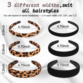 DiyJibb 6PCS Velvet Headbands for Women, Soft & Comfortable Non-Slip Hairbands, Adjustable Width (0.6, 0.8, 1.2 Inches) with Two Color Options, Perfect for Daily Wear & Special Occasions