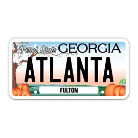 Squiddy Atlanta Georgia State License Plate Style - Vinyl Sticker for Car, Laptop, Notebook (5" Wide)