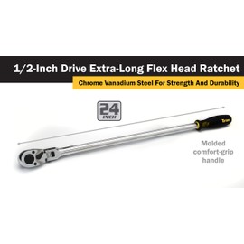 Titan 11302 1/2-Inch Drive x 24-Inch 36-Tooth Extra-Long Flex Head Ratchet