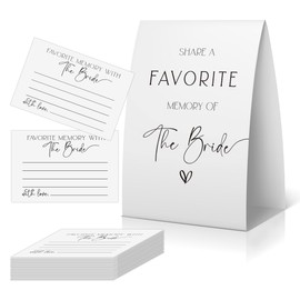 Share a Memory of the Bride Cards (1 Sign + 50 Cards), Wedding Shower Games, Bridal Shower Games, Minimalist Bridal Shower Memory Sign and Cards-SAMB02
