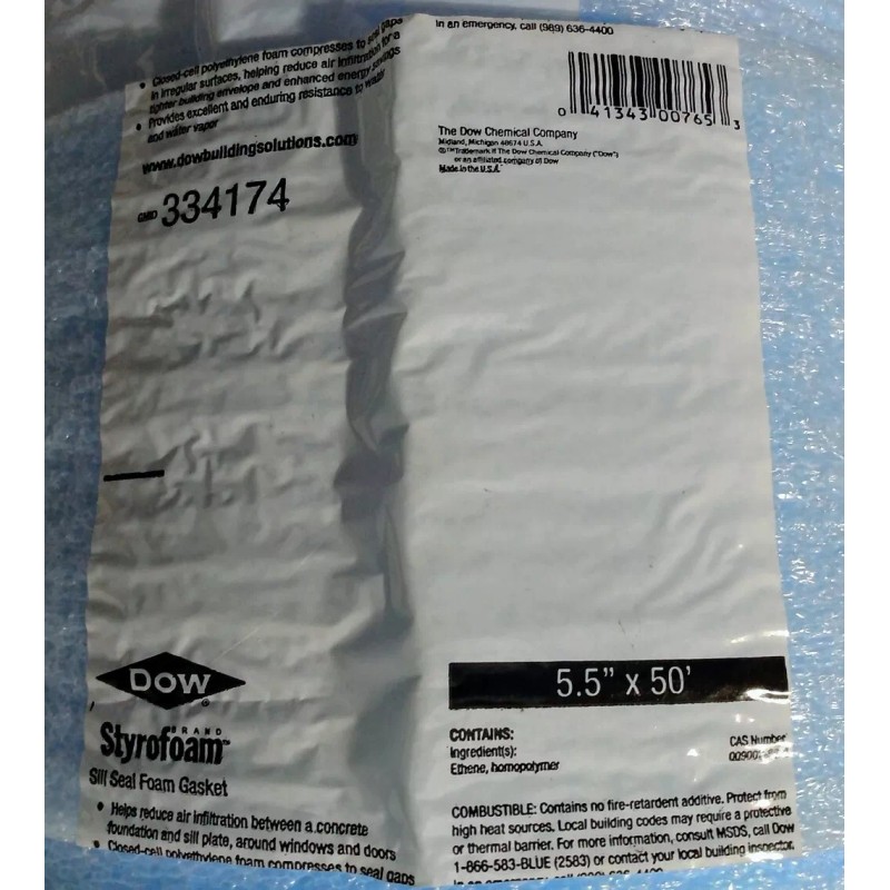 Dow Styrofoam Sill Plate Seal Foam Gasket 5.5" wide x