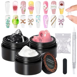 Festes Aufbaugel für Nägel 3 Stück, Modelliergel Nägel 3D Gel Nail Art Klar & Weiß & Nude, Solid Sculpting Gel, Skulptur, Nagelverlängerung UV/LED Maniküre DIY Zuhause 15g
