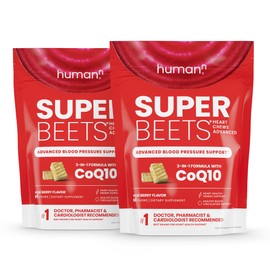HumanN HumanN SuperBeets Heart Chews Advanced - 100mg of CoQ10 Plus Beetroot & Grape Seed Extract, 120 Count