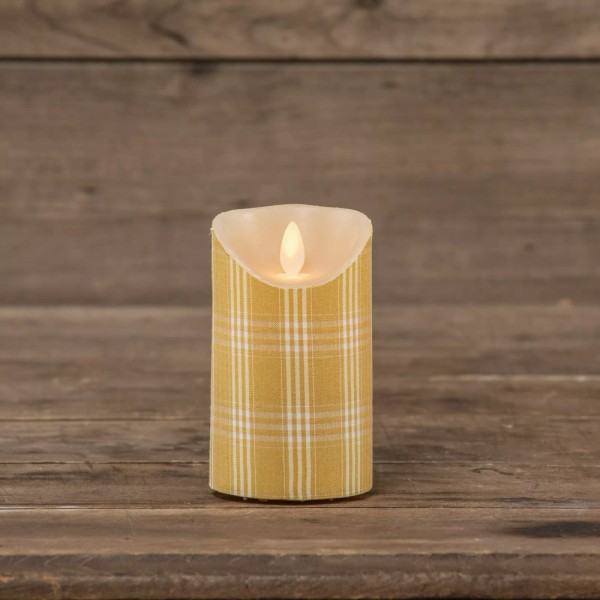 Unbranded New Primitive MUSTARD PLAID CHECK MOVING FLICKER FLAME CANDLE