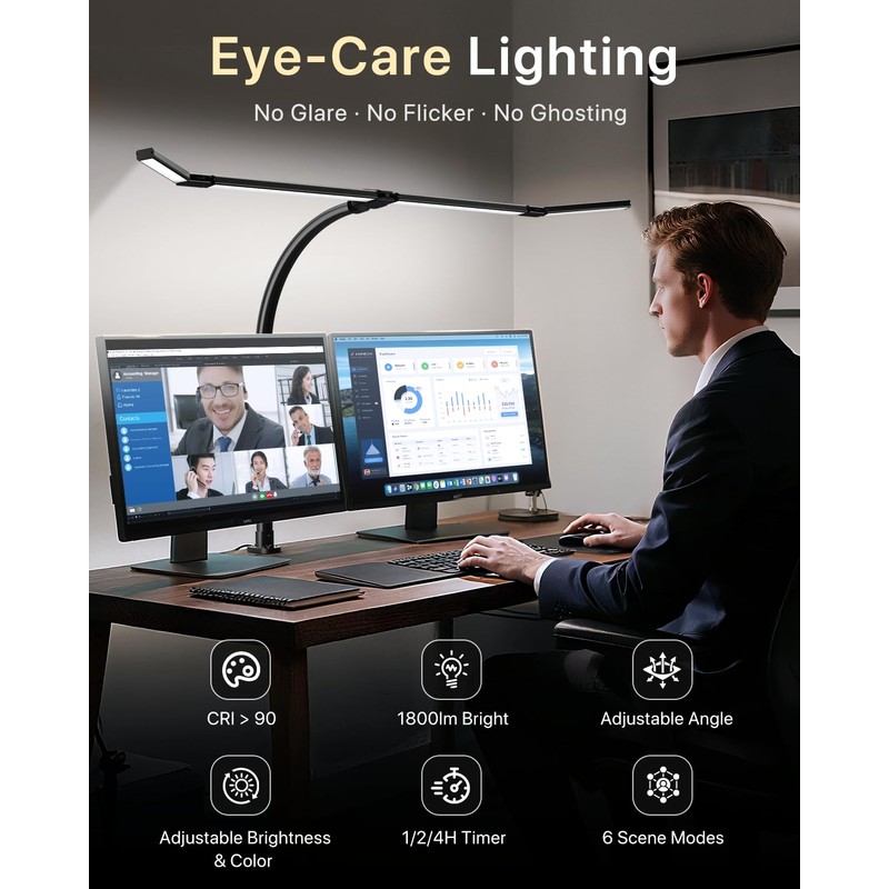 ONEMIX 42" LED Desk Lamp with Clamp, Architect Desk Light