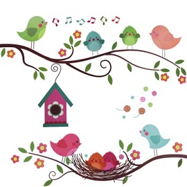 Maydahui Wall Sticker, Plants, Birds, Trees, Branches, Stylish, Wallpaper, Stickers, Cute, Art, Kindergarten, Nursery, Children, Room, Interior, Room Decoration, Entrance, Wallpaper, Sticker, Sticker,