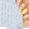 6 Sheets Cute Daisy Nail Stickers 3D Self Adhesive Embossed
