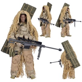 Lmzauet 12 inch Special Forces Action Figure 1:6 SWAT Team Set with Super Rich Accessories (Sniper - Desert)