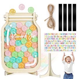 HMMIA Personalized Magnetic Reward Jar, Smiley Faces Jar with Colorful Letter Stickers, Ideal for Classroom Reward System, Home Chore Chart, Positive Behavior Training (42PCS Smiley)