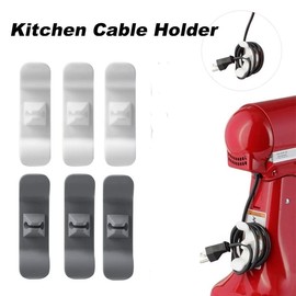 6 Pcs Cord Organizer for Appliances, holder Small Kitchen gadgets,Self adhesive keeper winder Stand Mixers Coffee Maker, Pressure Cooker and Air Fryer, blue,teal,black,white,red,grey